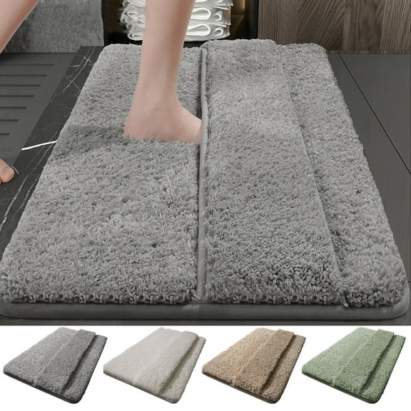 sruoe Bath Mat Rugs, Bath Mats for Bathroom Floor, Extra Absorbent Quick Dry Bathroom Mats, Washable Bath Rugs and Mats, Bath Carpet for Shower, Polyester, Beige
