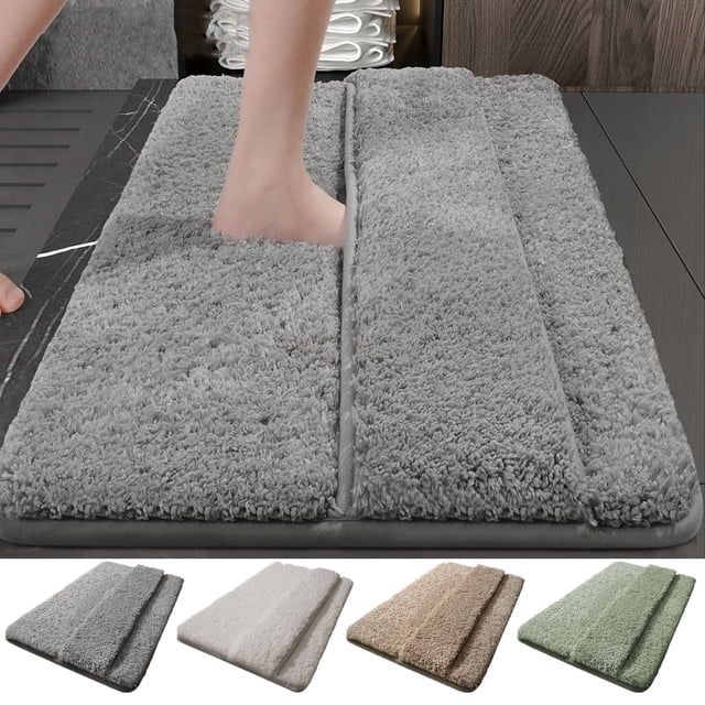 Alfombra gruesa y suave para baño - 40x60cm antideslizante, absorbente de agua y lavable - gris, beige, verde, caqui