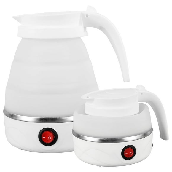Clearance Items Foldable Electric Kettle 0.6L Travel Kettles Electric Small Kettle Portable Silicone Camping Kettle Tea Coffee Maker Coffee Kettle With Separable Power Cord For Outdoor Hiking White