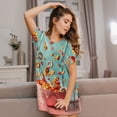 thumbnail image 3 of Balery Floating Colorful Cereal Camisón de manga corta con cuello redondo para mujer, cómodo y elegante., 3 of 6
