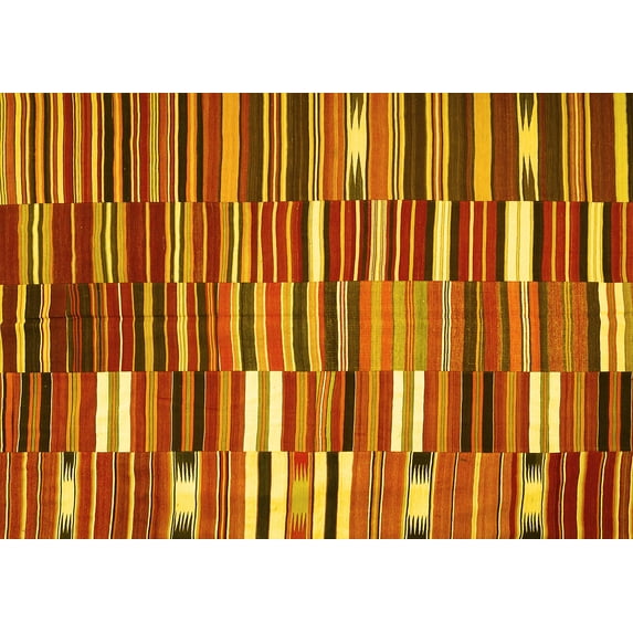 Ahgly Company Indoor Rectangle Oriental Yellow Traditional Area Rugs, 7' x 9'