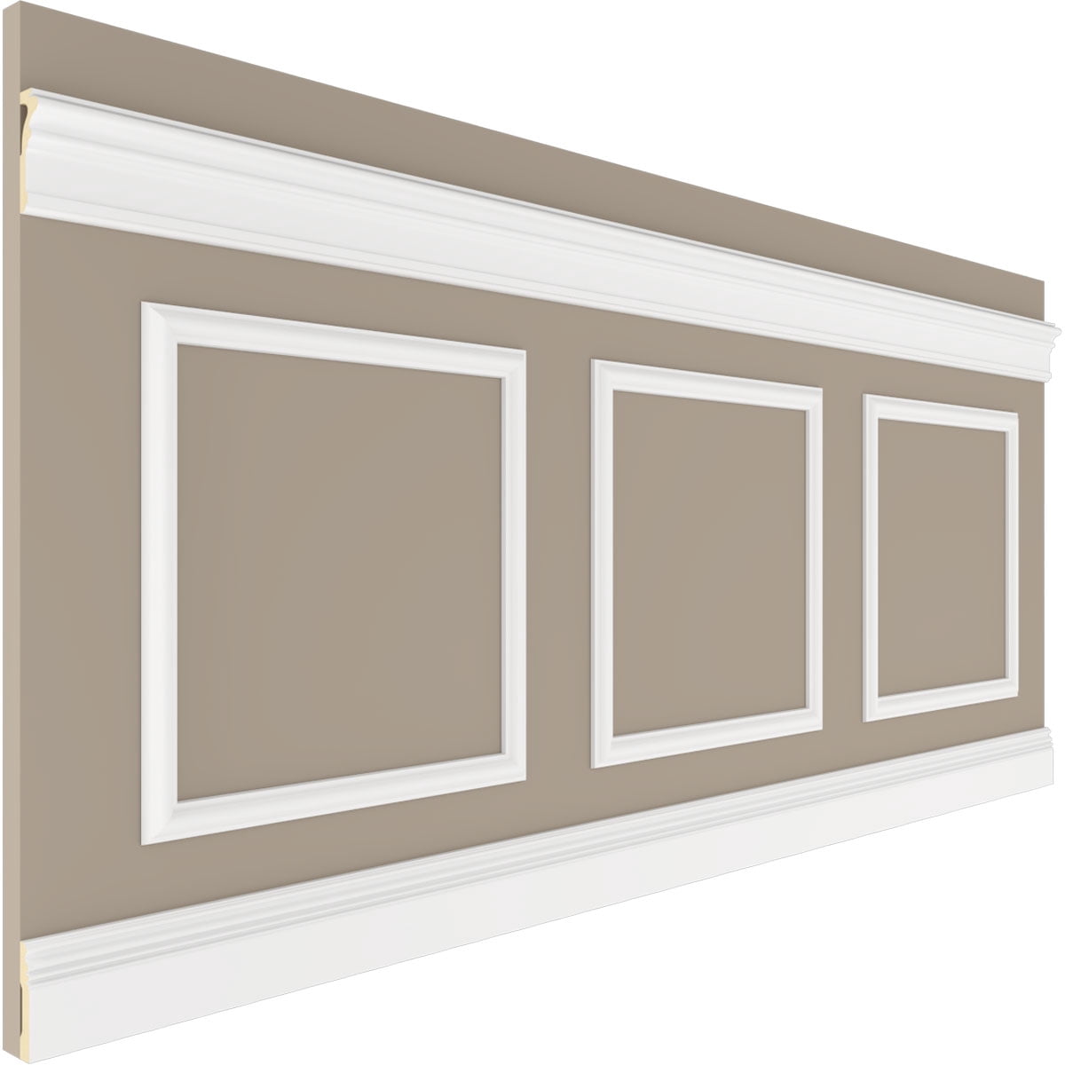 Ekena millwork 94 1/2"L (Adjustable 40"H to 44"H) Ashford Square Panel Traditional Wainscot Paneling Kit