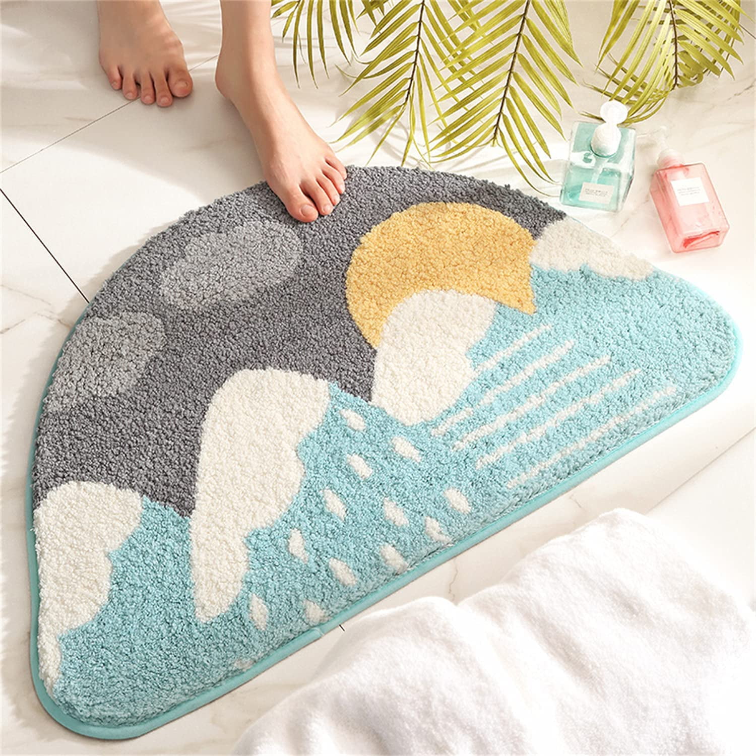 Details about   Cotton Bath Rug Set of 2 Soft Absorbent Bathroom Mats Rugs w/ Anti-Slip Backing 