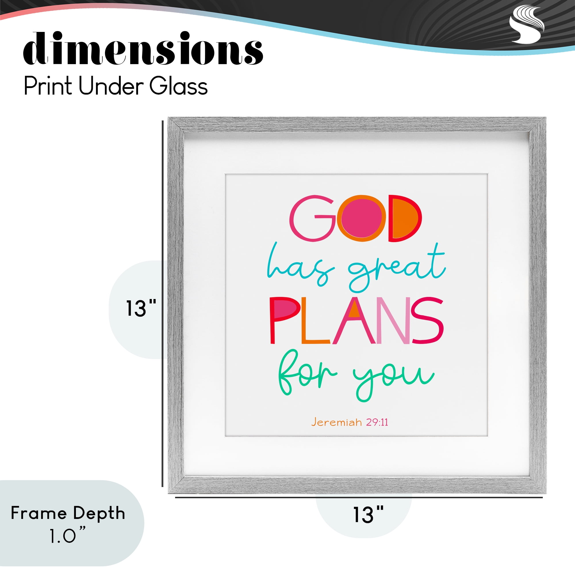 Stupell Industries Whimsical God's Plans For You Gray Framed Print Under Glass, design by SD Graphics Studio