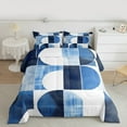 thumbnail image 2 of Manfei Contemporary Minimalist Full Size Comforter Sets, Geometric Stripe Semicircle Bedding Comforter Set, Blue White Bedding Sets, Microfiber Bedroom Decor, 3-Piece Reversible, 2 of 8