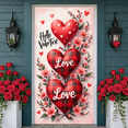 thumbnail image 5 of Red Heart Valentine Banner Plaid Pattern Love Display Pink Flowers Love Lettering Heart Backdrop for Valentine's Day Party Romantic Date Anniversary Celebration, 5 of 9