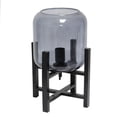 thumbnail image 3 of Simple Designs Black Wood Mounted Table Lamp with Smokey Glass Cylinder Shade, 3 of 4