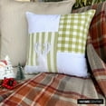 thumbnail image 5 of Holiday Throw Pillow cover, 16"x16" Green Cotton Pillowcase, Country & Farmhouse Checkered & Stiped Christmas Pillow Cover For Sofa Couch, Hotels, living Room, Bed Room - Reindeer Check, 5 of 7