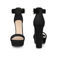 thumbnail image 5 of BLISSFUL STEP Women's Shoes Faux Suede Platform Block Heel Ankle Strap Buckle Open Toe Sandals Black 9.5, 5 of 6