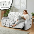 thumbnail image 3 of Xoenoiee White Marble Print Recliner Sofa Covers Recliner Sofa 3 Seater Recliner Couch Covers for 3 Cushion Couch 8 Pieces Washable Stretch Reclining Sofa Slipcovers, 3 of 7