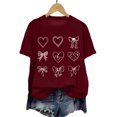 thumbnail image 6 of yueewhu Valentines Shirt for Women Romantic Love Heart Bow T-Shirts Valentine Day Lover Tee Tops (Wine, M), 6 of 6