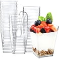 thumbnail image 1 of U Chef Paquete de 100 Vasos para Postres Transparentes, Tazas Cuadradas de Plástico, Vasos Transparentes con Cucharas, Vaso Pequeño para Postres, Aperitivos, Pudines, Mousse, 1 of 6
