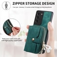 thumbnail image 6 of for Samsung Galaxy S21 Wallet Case, Crossbody Phone Purse with Card Holder for Women, Zipper PU Leather Carrying Cover Gift with Shoulder Strap Kickstand Anti-drop for S21 - Green, 6 of 10