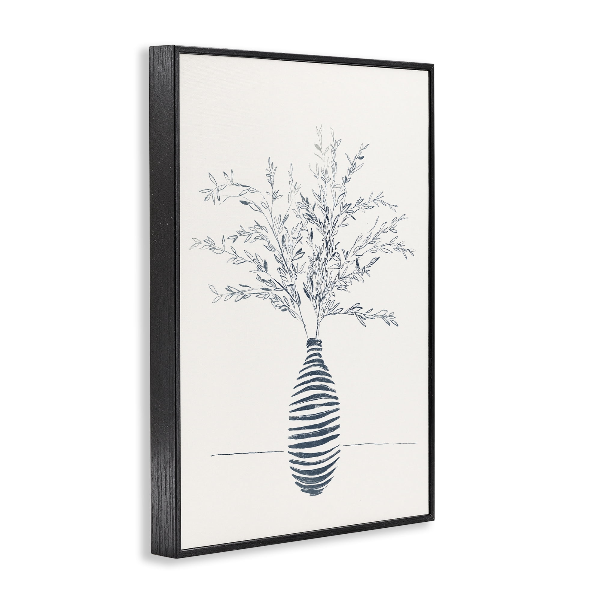 Stupell Industries Minimal Herb Vase Botanical & Floral Painting Black Framed Art Print Wall Art, 16 x 24