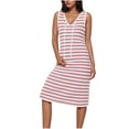 thumbnail image 2 of Ayolanni Women's Casual Dresses Striped V-Neck Pink Sleeveless Midi Dresses Summer Dresses for Teen Girls 2x, 2 of 8