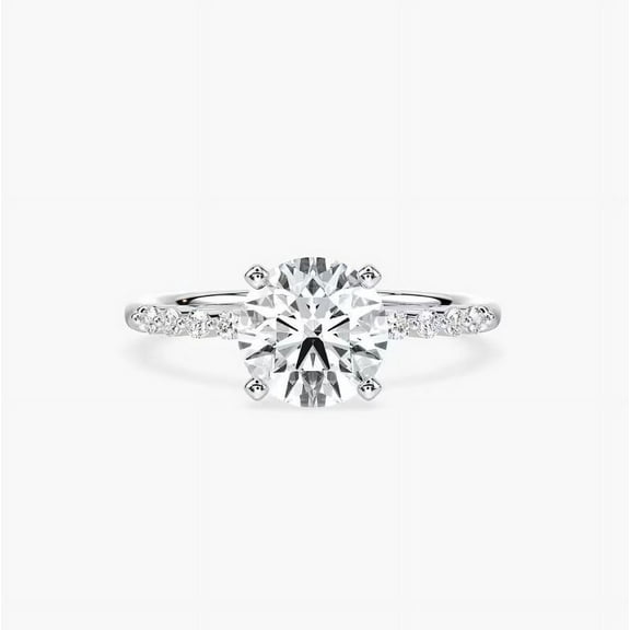 Silvago Jewelry 14K White Gold Plated Rings - 2.13 Ct Round Cut Moissanite - Beautiful Engagement Ring - Wedding Band for Women - Ideal Gift for Proposals