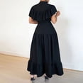 thumbnail image 5 of Miqool Womens Summer Dresses Short Sleeve Maxi Dress Casual Loose Button Down Tiered A Line Flowy Midi Shirt Dress, 5 of 6