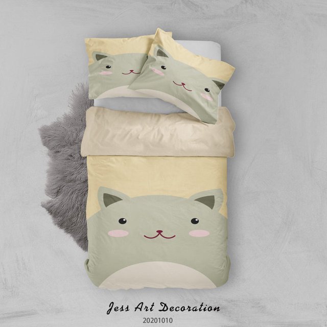 3D de dibujos animados lindo oso Funda de edredón Juego de ropa de cama Funda de edredón Fundas de almohada