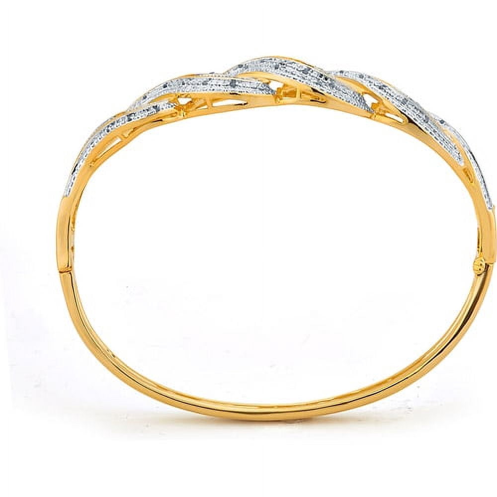 Arista 2.00 Carat T.W. Round White Diamond Gold-Tone Plated Ring, Earrings, Bangle and Necklace Set in Brass, 17" (I-J, I3)
