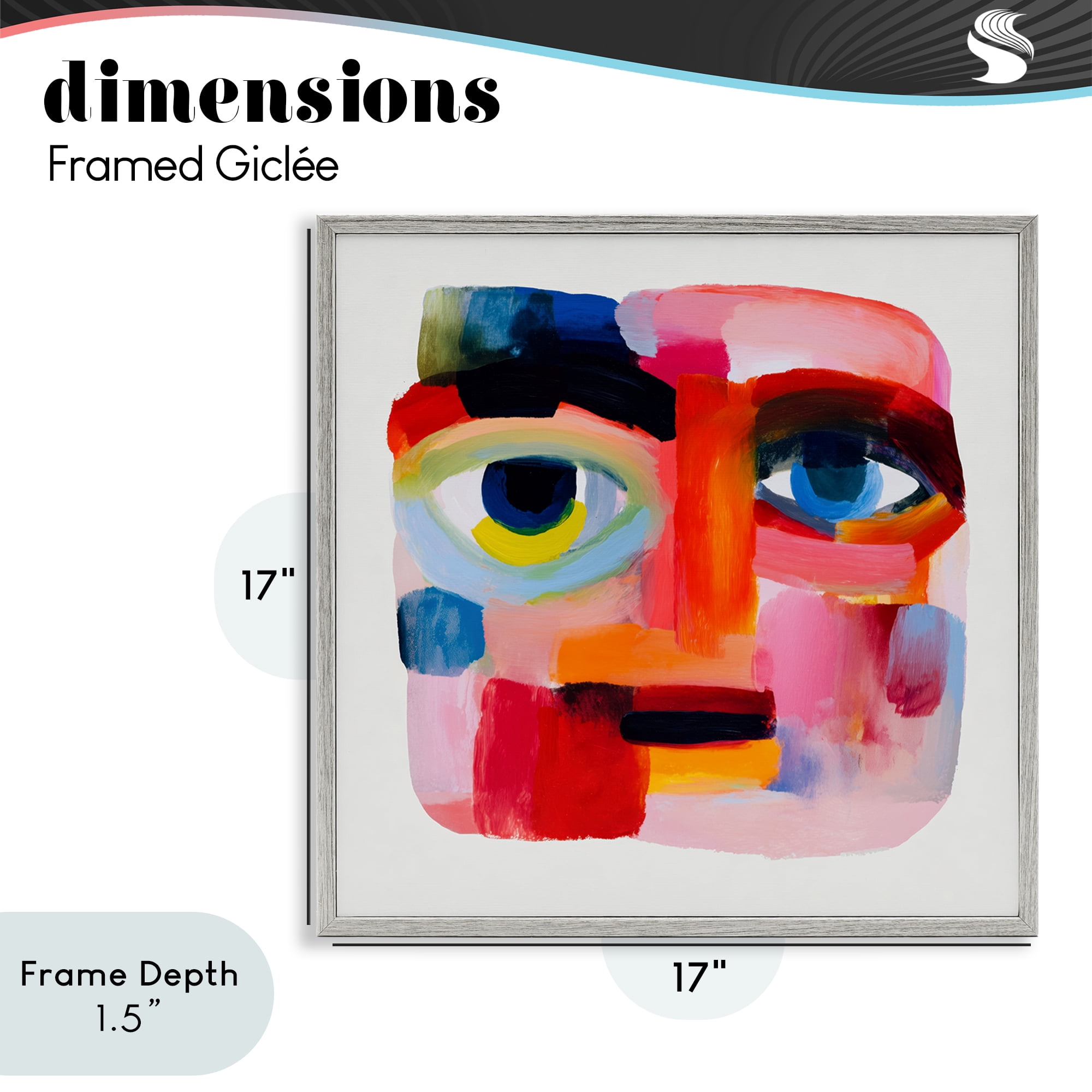 Stupell Industries Cubist Gaze in Vivids Gray Framed Giclee Art, design by Chromatic Storm Studio