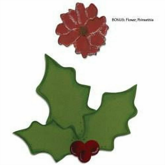 Sizzix Bigz Die with Bonus Embosslits, Holly and Poinsettia (Red)