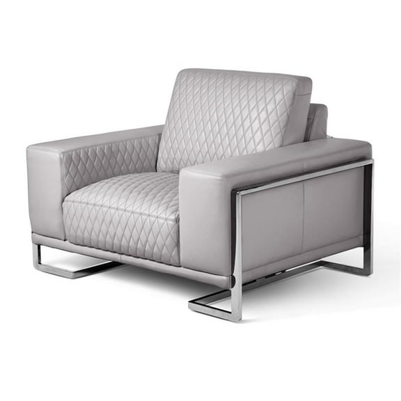 Michael Amini Mia Bella Gianna Chair & a Half - Light Gray/Steel
