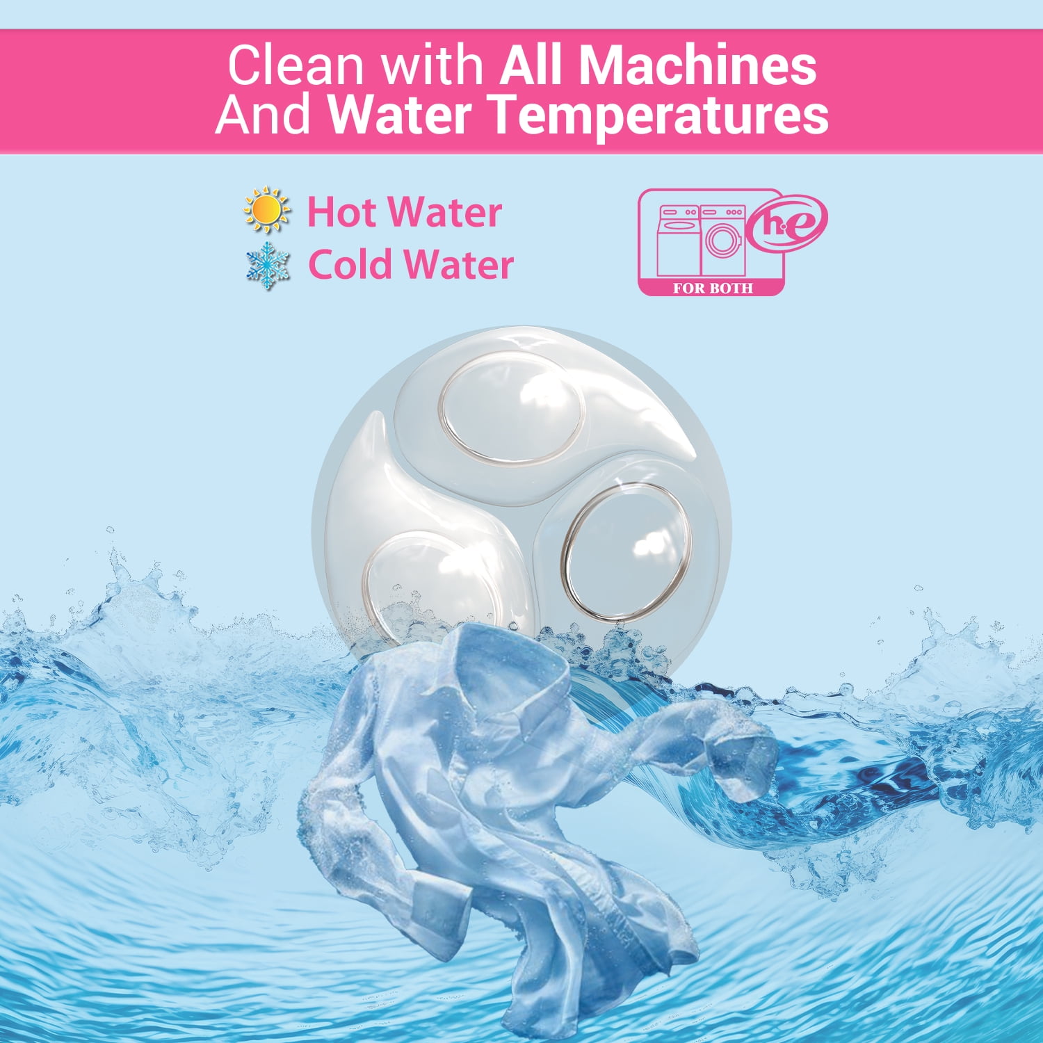 WBM Home Laundry Detergent Pods Fresh & Clear Unscented, 128 Count, 10x Cleaning Power, Color Protection