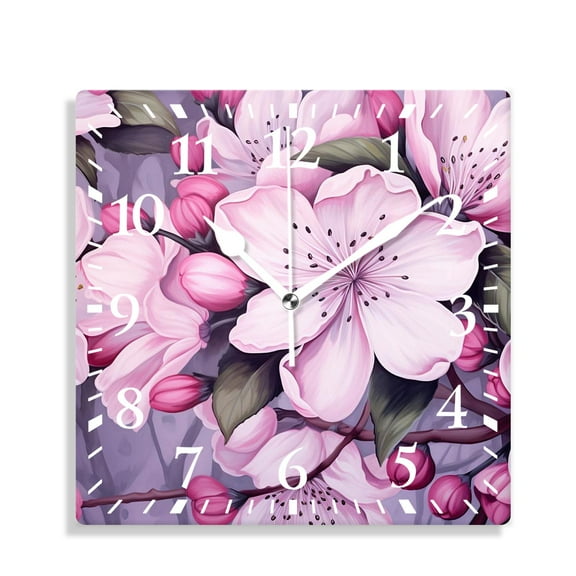 10 Inch Wall Clock Battery Operated Silent Clock Decorative for Office, Kitchen, Outdoor, Living RoomSpring Floral Cute Beautiful Flowers Picture