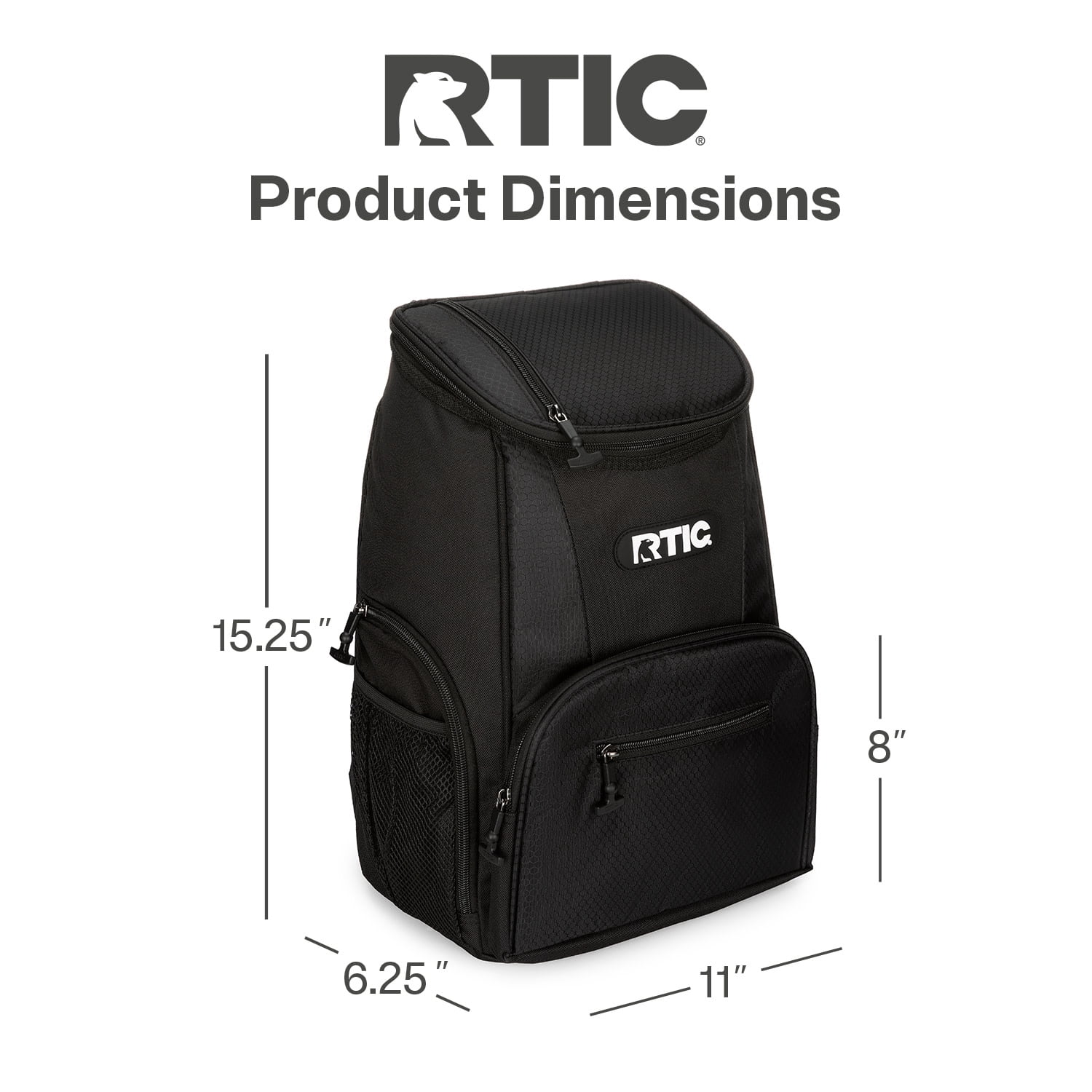 RTIC 15-Can Lightweight Cooler Backpack with Pockets, Black