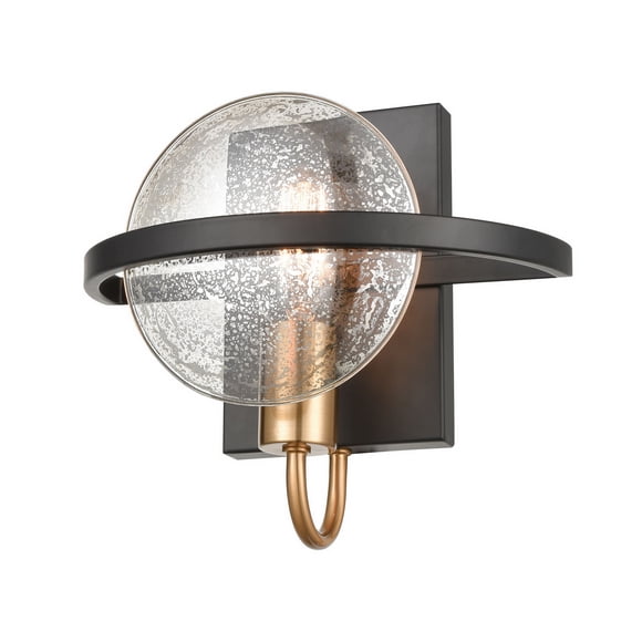ELK Home Oriah One Light Wall Sconce Matte Black Mercury Glass Shade