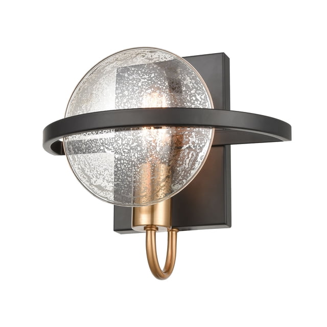 ELK Home Oriah One Light Wall Sconce Matte Black Mercury Glass Shade