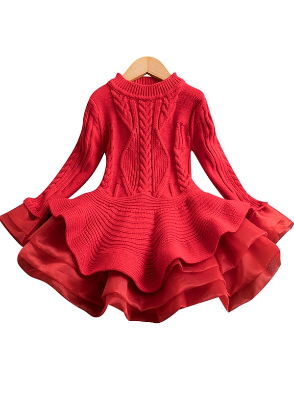 red sweater swing dress