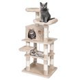 thumbnail image 1 of Patiojoy Multi-Level Pet Cat Activity Tree Kitten Climbing Tower w/ Condo & Hammock Beige, 1 of 9