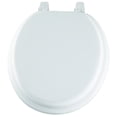 thumbnail image 3 of Mayfair Round Cushioned Vinyl Toilet Seat in White with Solid Plastic Core, 3 of 3