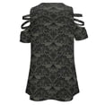 thumbnail image 5 of Stegosaurus Lace Black And Grey Womens Summer V Neck Zipper Top Short Sleeve T Shirt Off Shoulder Top Casual Classy Loose Shirts, 5 of 7
