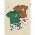 thumbnail image 4 of Aojekbee 2Pcs Baby Boy Summer Outfits Short Sleeve T-Shirt + Truck Print Shorts Set Infant Clothes, 4 of 10