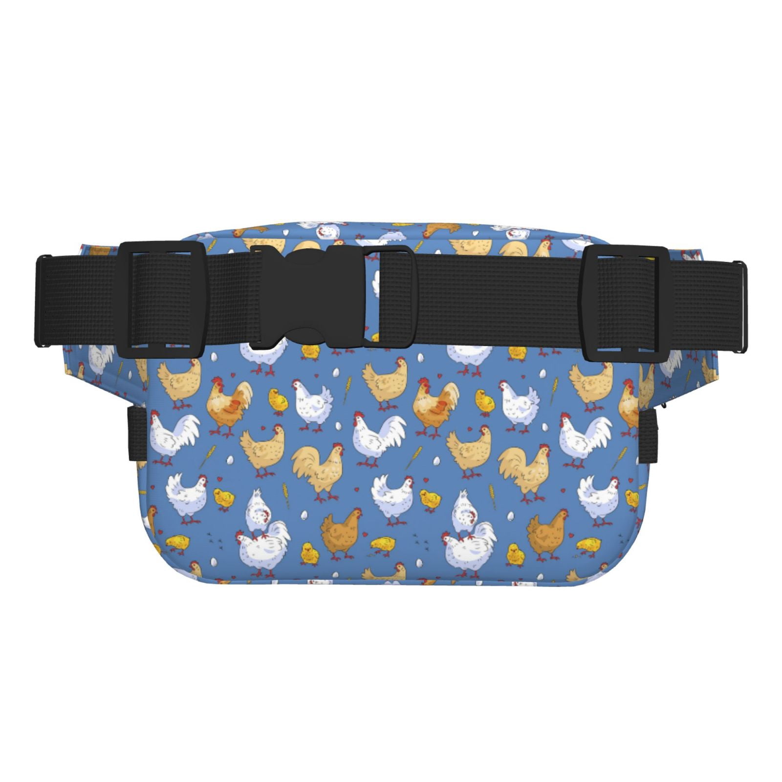 Picia Chicken Family Print Square Double-Layer Waist Bag Mini Adjustable Waist Belt Bag Exercise Running Travel Hiking