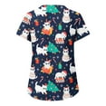 thumbnail image 3 of Snorda Haut de Blouse Médicale pour Femmes Mode Manches Courtes Col en V Uniformes de Travail avec Poche Imprimée, 3 of 4