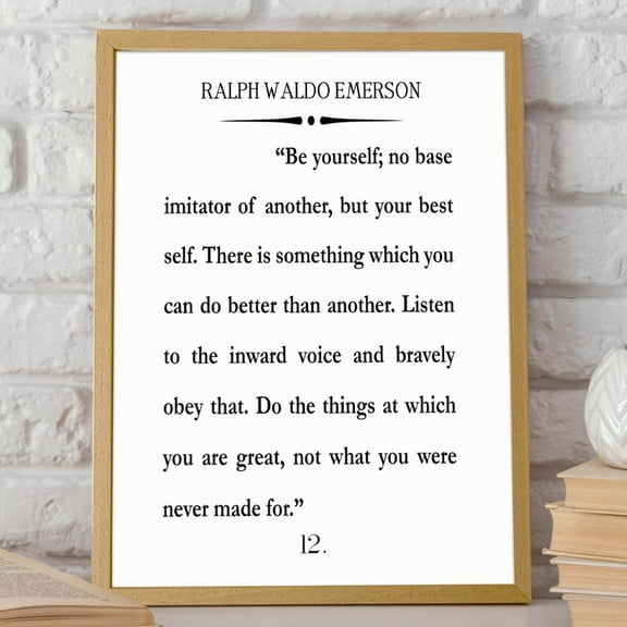 Be Yourself Quote Ralph Waldo Emerson Book Poster Motivation Quote Inspiring Quote Book Poster Literary Poster Literature Print Book Art Wall Art, Modern Wall Decor, 8x12 UNFRAMED