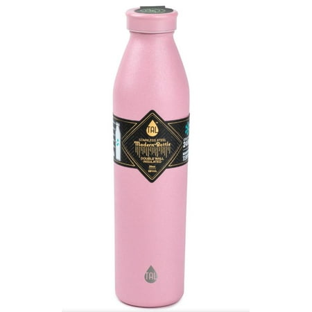 Tal 20 oz Stainless Steel Insulated Modern Water Bottle, Pink Glitter