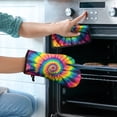 thumbnail image 2 of Colorful Rainbow Tie Dye Spiral Pattern Kitchen Oven Mitt and Pot Holder Sets 4 Pcs for Baking, Cooking and Grilling, Heat Resistant Up To 392 °F, 2 of 7