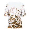thumbnail image 5 of Blouses pour Femmes, Pull Décontracté Imprimé en Coton Lin Boutons Col Rond Manches Courtes, 5 of 5