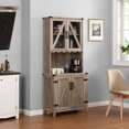 thumbnail image 2 of Home Source Grey Wash Bar Cabinet with Upper Glass Cabinet, 2 of 3