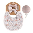 thumbnail image 3 of 4 Uds. Diadema con lazo, toalla para Saliva, conjunto de diadema, paños para babear, babero impermeable de encaje de algodón para bebés recién nacidos y niñas, 3 of 5