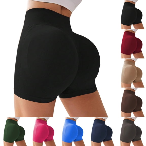 Women's Casual Athletic Biker Shorts High Waisted Seamless Tummy Control Butt Lifting Stretch Home Lounge Gym Workout Shorts, #01 Black, XS
