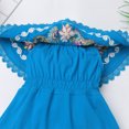 thumbnail image 5 of IBTOM CASTLE Toddler Kids Girls Summer Floral Embroidered Birthday Party Dress 5-6 Years Blue, 5 of 9