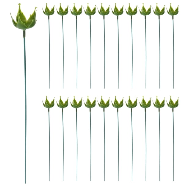 50 juegos de sépalos de rosas artificiales: cálices de flores artificiales, tallos y clavos para manualidades, suministros realistas para arreglos florales y ramos.