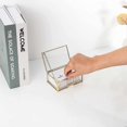thumbnail image 4 of Clear Gold Glass Business Card Box With Lid Name Card Display Business Card Organizer Container Collection Cards Box Storage For Office Deskto, 4 of 5