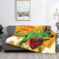 thumbnail image 2 of Yiaed Cool Dinosaur Playing Guitar Print Blanket Throw Blanket Soft Cozy Flannel Blanket for Home Bed Sofa Couch Chair-60"x50", 2 of 6