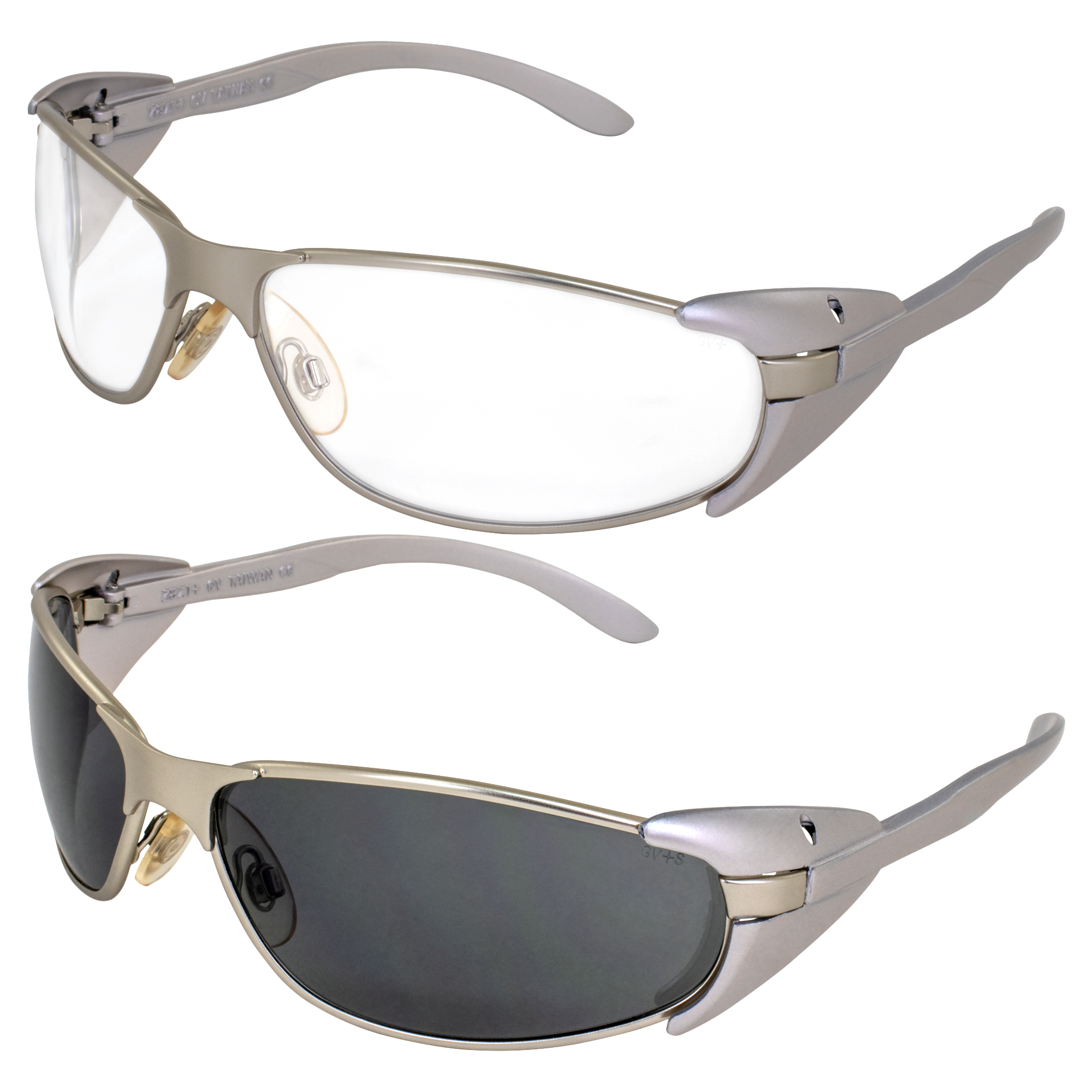 Global Vision 2 Pairs Supra Motorcycle Safety Glasses Wside Shields Scratch Resistant Silver 